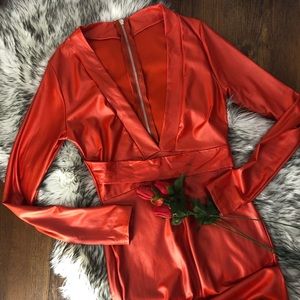 Red Latex Look Fetish Dress NWOT